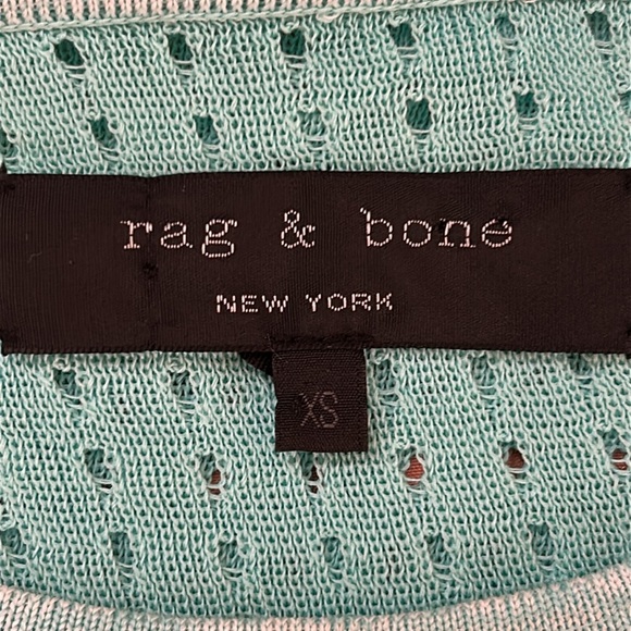 Rag & Bone Turquoise Ariana Open Knit Flyaway open Back Cotton Sweater size XS - Picture 10 of 14